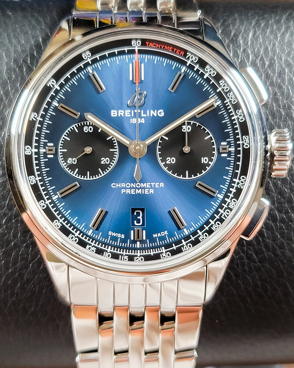 2021 Breitling Premier B01 Chronograph 42MM Blue Dial Steel Bracelet (AB0118221C1P2)