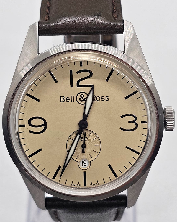 2017 Bell & Ross BRV-123 41MM Beige Dial Leather Strap (BRV123-BEI-ST/SCA/2)