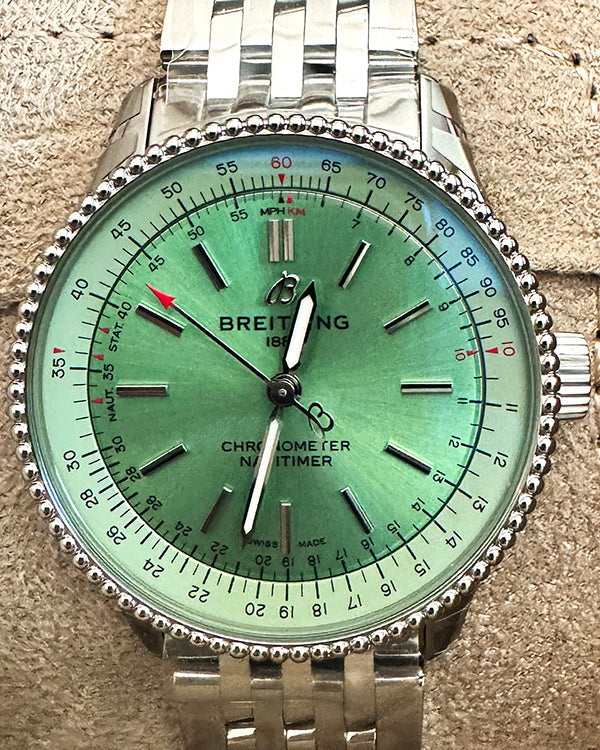 2023 Breitling Navitimer 35MM Green Dial Steel Bracelet (A17395361L1A1)