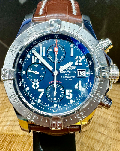 Breitling Avenger Skyland 43MM Blue Dial Leather Strap (A13380)