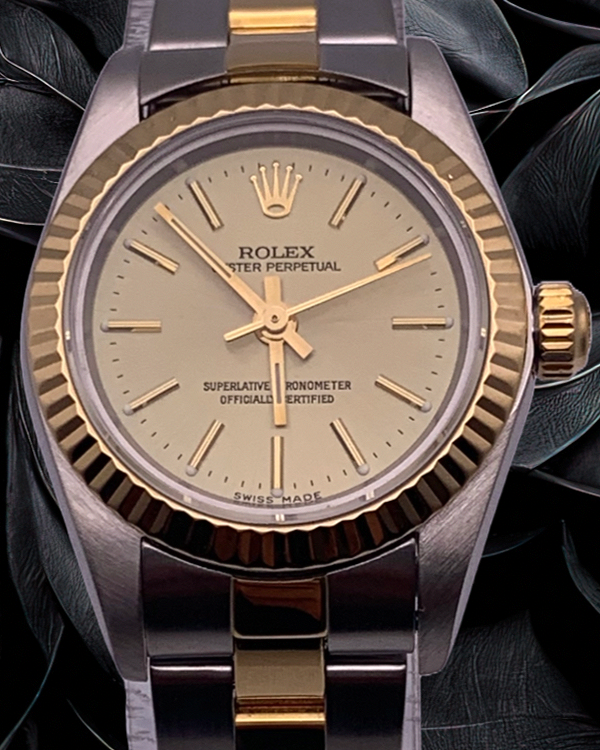 Rolex Oyster Perpetual 26MM Champagne Dial Two Tone Oyster Bracelet (76193)