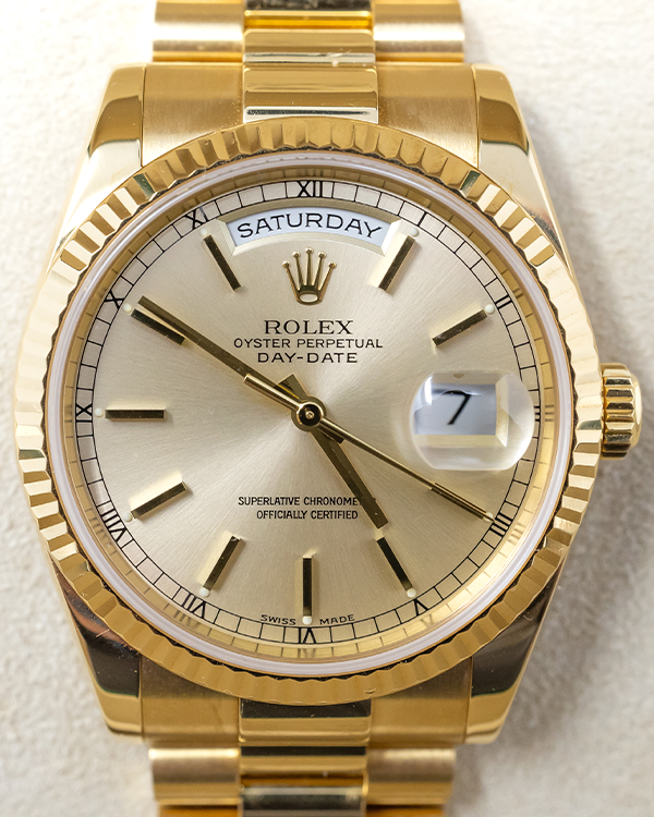 Rolex Day-Date 36MM Champagne Dial Yellow Gold President Bracelet (118238)