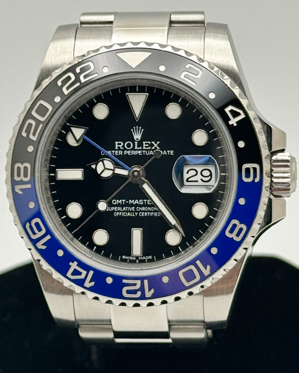 No Reserve - Rolex GMT-Master II "Batman" 40MM Black Dial Oyster Bracelet (116710BLNR)