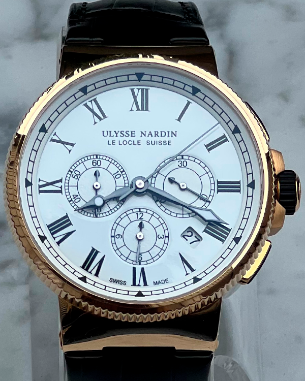 2016 Ulysse Nardin Marine Chronograph 43MM White Dial Leather Strap (1506-150)