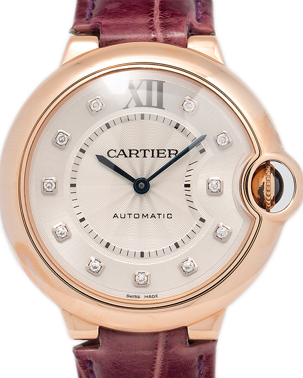 Cartier Ballon Bleu 36MM Silver Dial Leather Strap (WJBB0010)