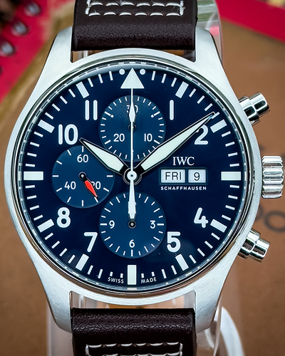 2020  IWC Schaffhausen Pilot Chronograph "Le Petit Prince" 43MM Blue Dial Leather Strap (IW377714)