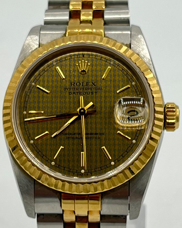 1993 Rolex Datejust 31MM Houndstooth Champagne Dial Two-Tone Jubilee Bracelet (68273)