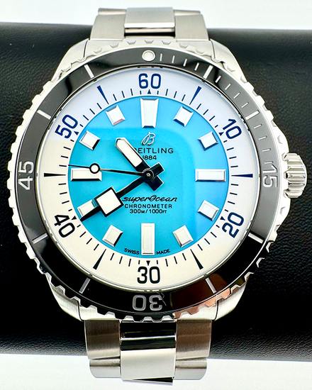 No Reserve - 2024 Breitling Superocean 44MM Turquoise Dial Steel Bracelet (A17376211L2A1)