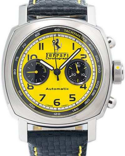 Panerai Ferrari Chronograph Limited Edition 45MM Yellow Dial Leather Strap (FER00011)