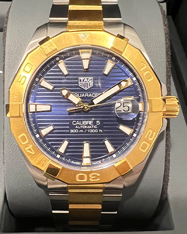 No Reserve - 2020 TAG Heuer Aquaracer 41MM Steel and 18K Yellow Gold Blue Dial (WBD2120.BB0930)