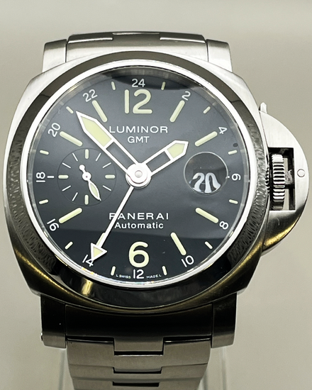 2015 Panerai Luminor GMT 44MM Black Dial Steel Bracelet (PAM00297)