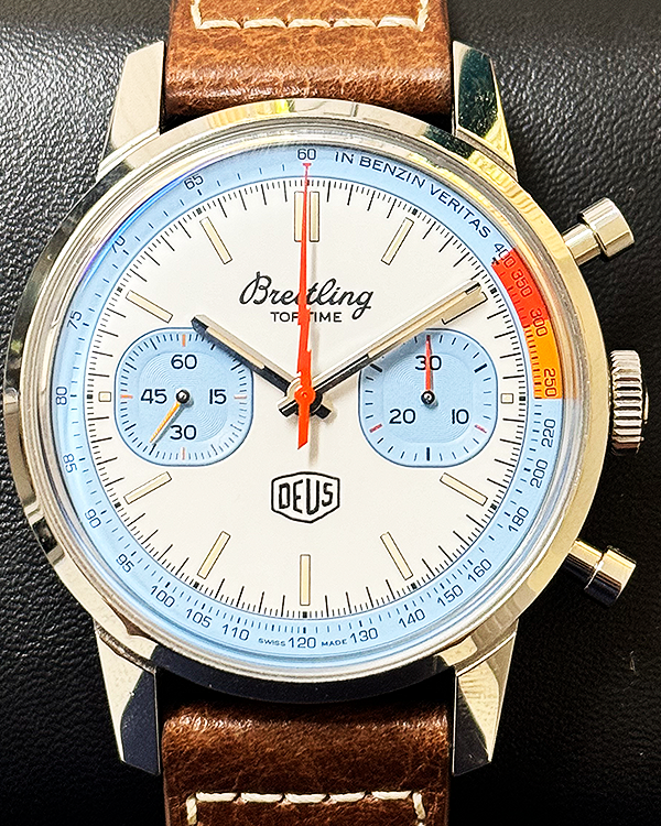 2022 Breitling Top Time "Deus" Limited Edition 41MM White Dial Leather Strap (A233112A1A1X1)