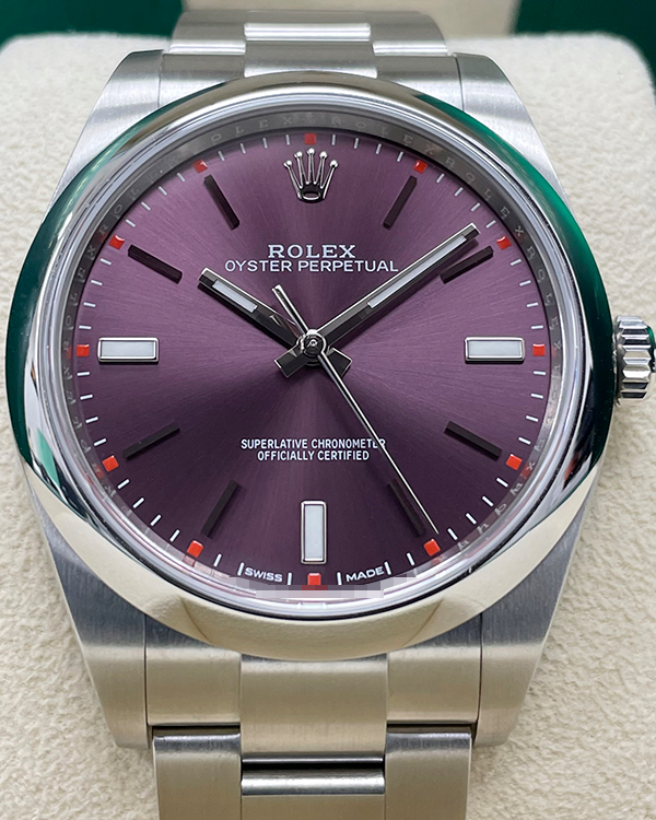 2019 Rolex Oyster Perpetual 39MM Purple Grape Dial Oyster Bracelet (114300)