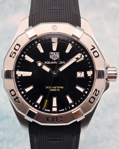 No Reserve - 2020 Tag Heuer Aquaracer 300M 41MM Quartz Black Dial Rubber Strap (WBD1110.BA0928)