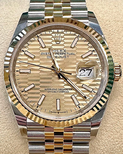 2023 Rolex Datejust 36MM Champagne "Fluted Motif" Dial Two-Tone Jubilee Bracelet (126233)