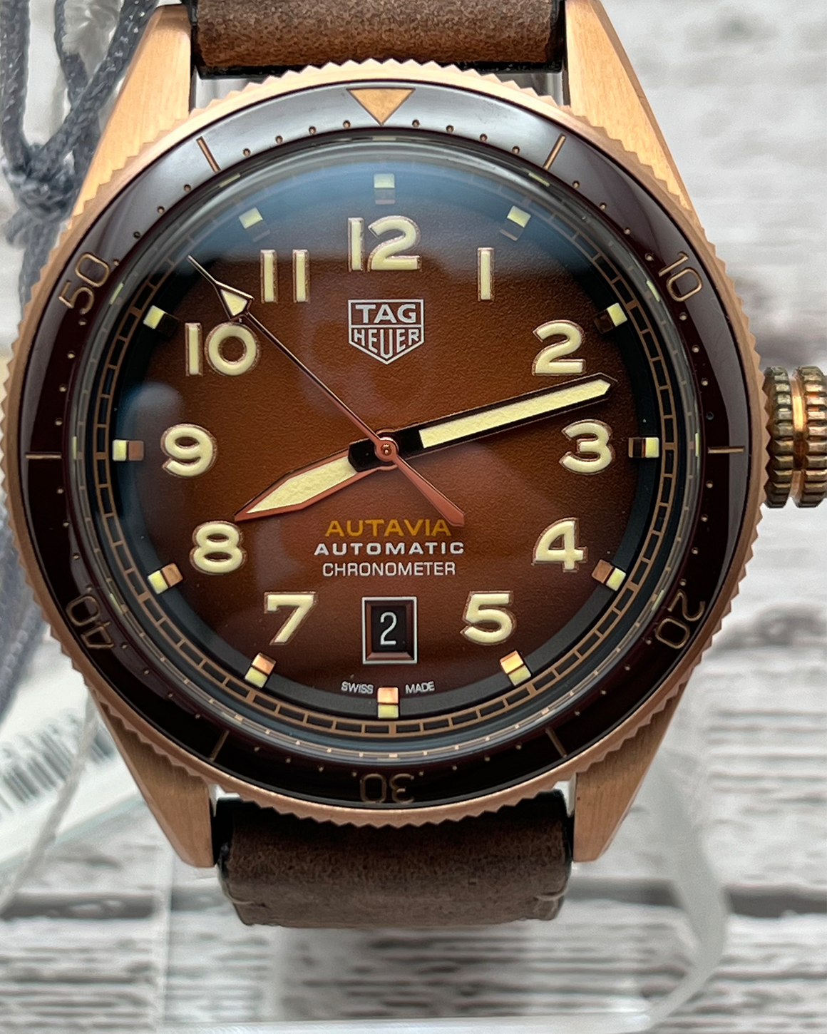 2022 TAG Heuer Autavia 42MM Strap Bronze Brown Dial WBE5191