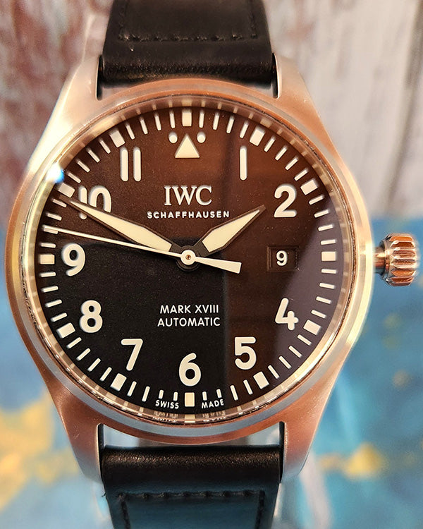 2020 IWC Pilot Mark XVIII 40MM Black Dial Leather Strap (IW327009)