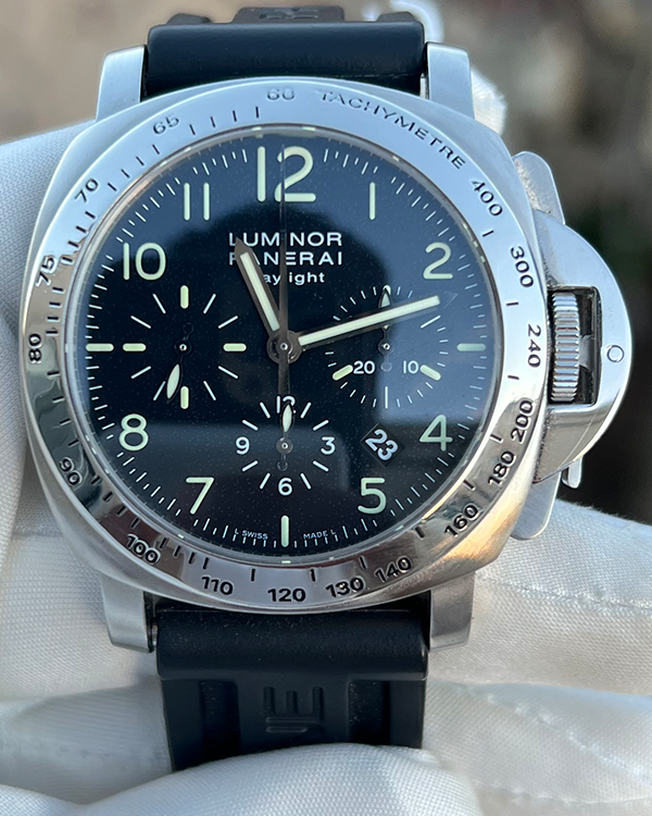 Panerai Luminor Chrono 44MM Black Dial Rubber Strap (PAM00196)