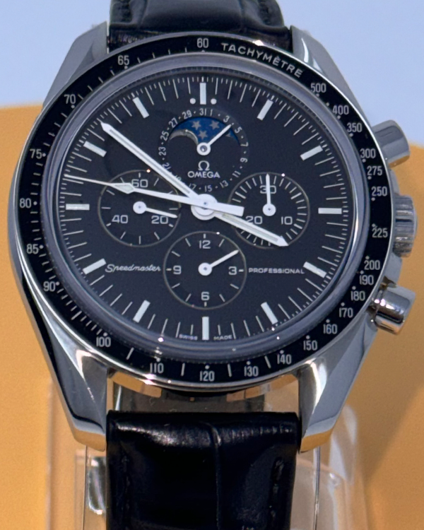 2012 Omega Speedmaster Moonwatch 42MM Black Dial Leather Strap (3876.50.31)