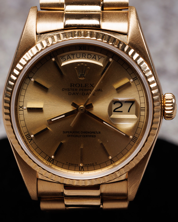 1985 Rolex Day-Date Vintage 36MM Champagne Dial Yellow Gold President Bracelet (18238)