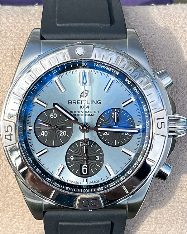 2022 Breitling Chronomat B01 42MM Ice Blue Dial Rubber Strap (PB0134)