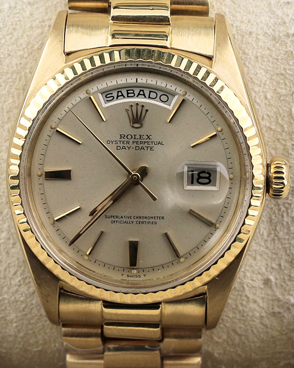 1965 (1.1 Mil Serial) Rolex Day-Date Vintage 36MM Silver Doorstop Dial Yellow Gold President Bracelet (1803)