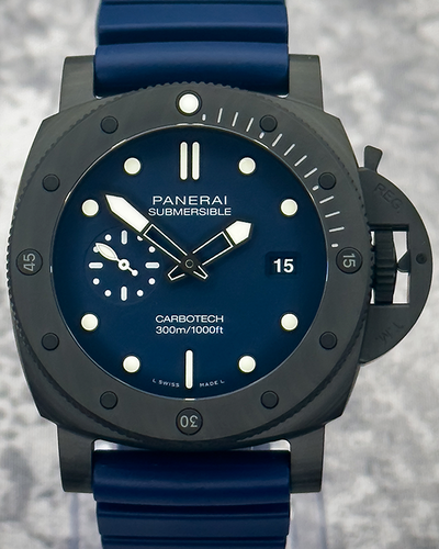 2024 Panerai Submersible "Quarantaquattro Carbotech Blu Abisso" 44MM Blue Dial Rubber Strap (PAM01232)