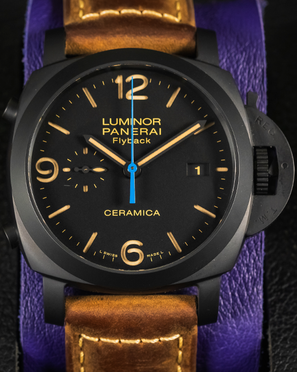 2019 Panerai Luminor 1950 3 Days Chrono Flyback 44MM Black Dial Leather Strap (PAM00580)