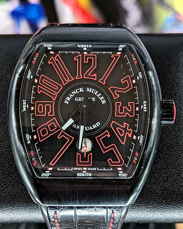 Franck Muller Vanguard 44MM Black Dial Rubber/Leather Strap (V45 SC DT)