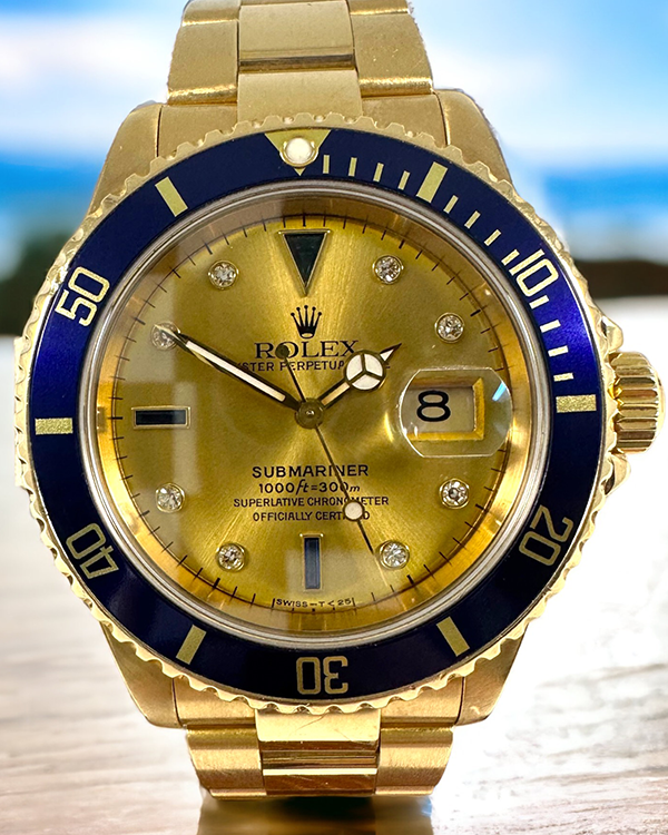 Rolex Submariner Date 40MM Gold Dial Yellow Gold Bracelet (16618)