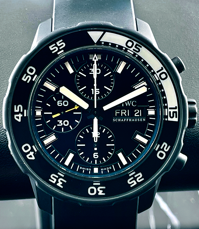 2013 IWC Schaffhausen Aquatimer Chronograph "Galapagos" 43.5MM Black Dial Rubber Strap (IW376705)