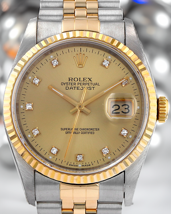 Rolex Datejust 36MM Champagne Diamond Dial Two-Tone Jubilee Bracelet (16233)