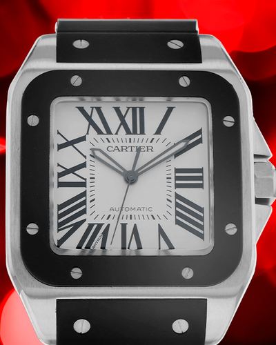 Cartier Santos 100 41MM White Dial Rubber Strap (W20121U2 2656)