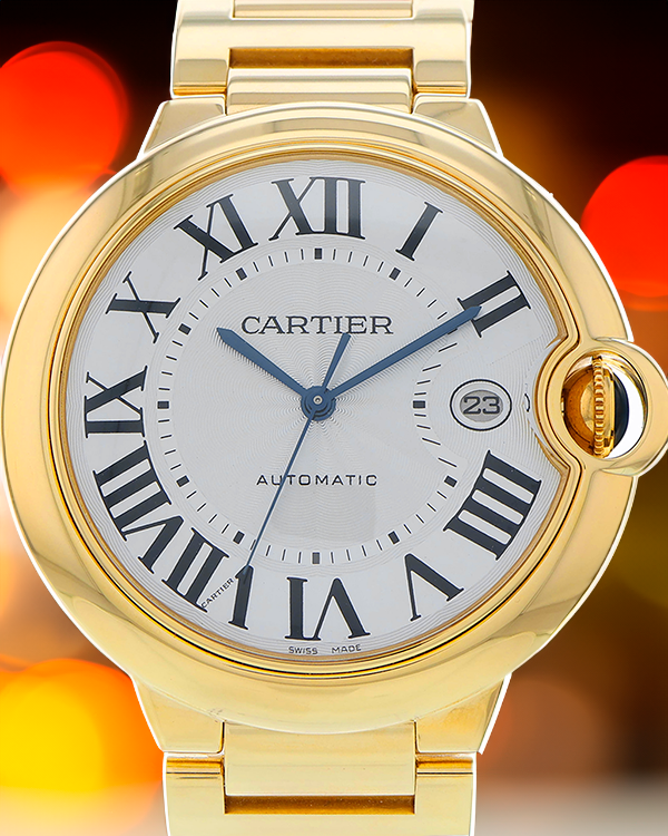 2013 Cartier Ballon Bleu De Cartier 42MM Silver Dial Yellow Gold Bracelet (W69005Z2)