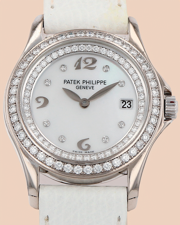 Patek Philippe Calatrava 28MM Quartz Mother Of Pearl Dial Leather Strap (4906/200)