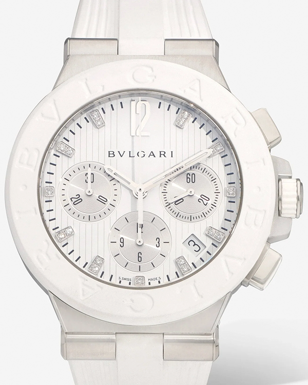 Bvlgari Diagono Chronograph 40MM White Dial Rubber Strap (101801)