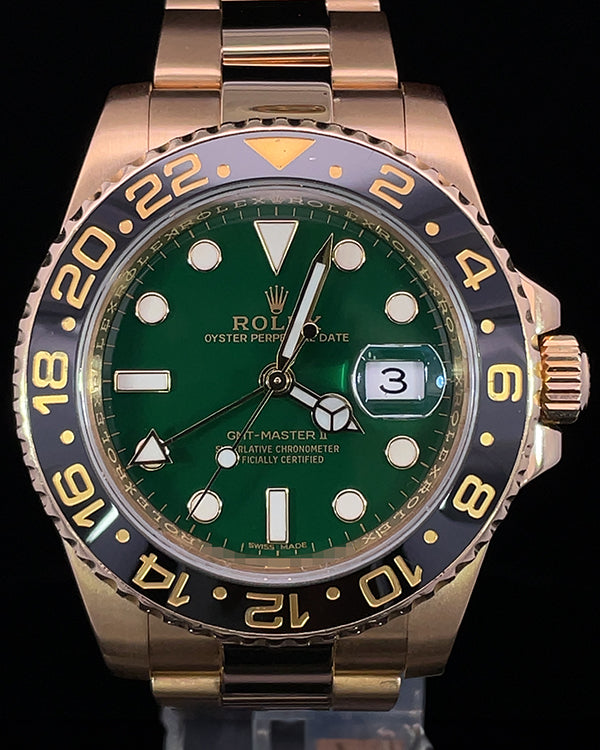 Rolex GMT-Master II 40MM Green Dial Yellow Gold Bracelet (116718LN)