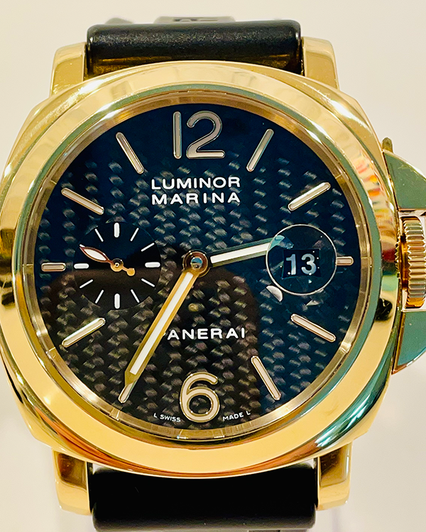 2007 Panerai Luminor Marina Automatic 18kt Yellow Gold Carbon Fiber Dial (PAM00140)