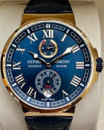 2015 Ulysse Nardin Marine Chronometer Manufacture 43MM Blue Dial Leather Strap (1186-126)