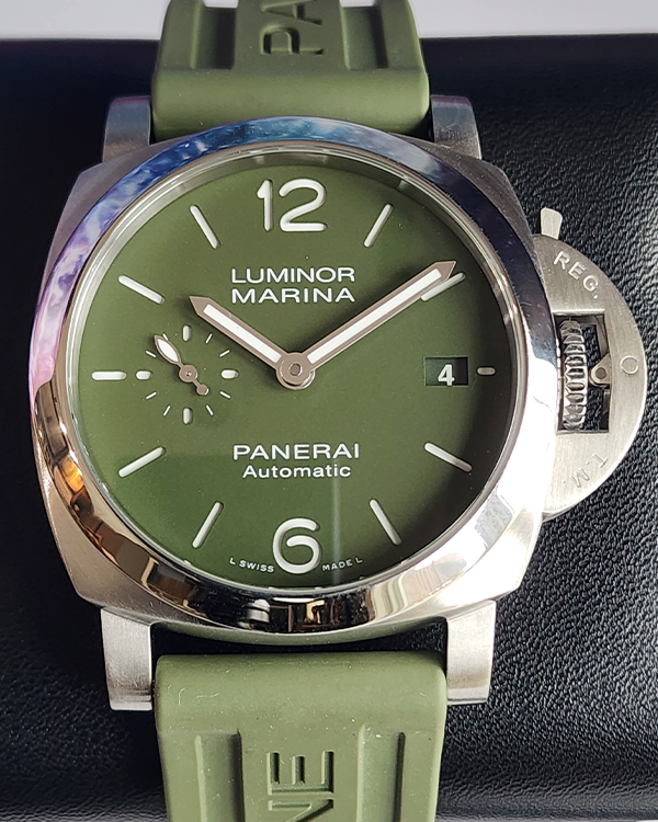 2023 Panerai Luminor Marina "Quaranta Verde Militare" 40MM Green Dial Rubber Strap (PAM01304)