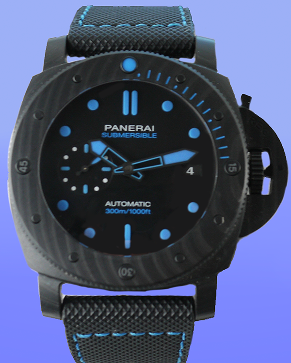 2020 Panerai Submersible Carbotech 47MM Black Dial Rubber Strap (PAM01616)