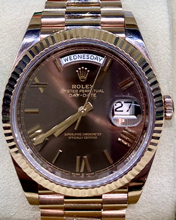 2019 Rolex Day-Date 40MM Chocolate Dial Everose Gold President Bracelet (228235)