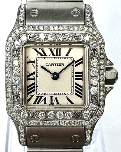 Cartier Santos Galbée 24MM Quartz White Dial Steel Bracelet (1565)