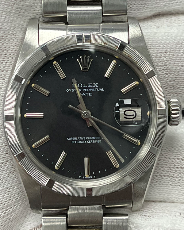 1970 Rolex Oyster Perpetual Date Vintage 34MM Black Dial Steel Bracelet (1501)