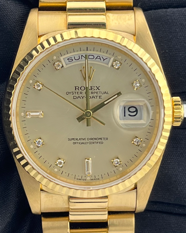 1990 (E Serial) Rolex Day-Date 36MM Champagne Dial Yellow Gold President Bracelet (18238)