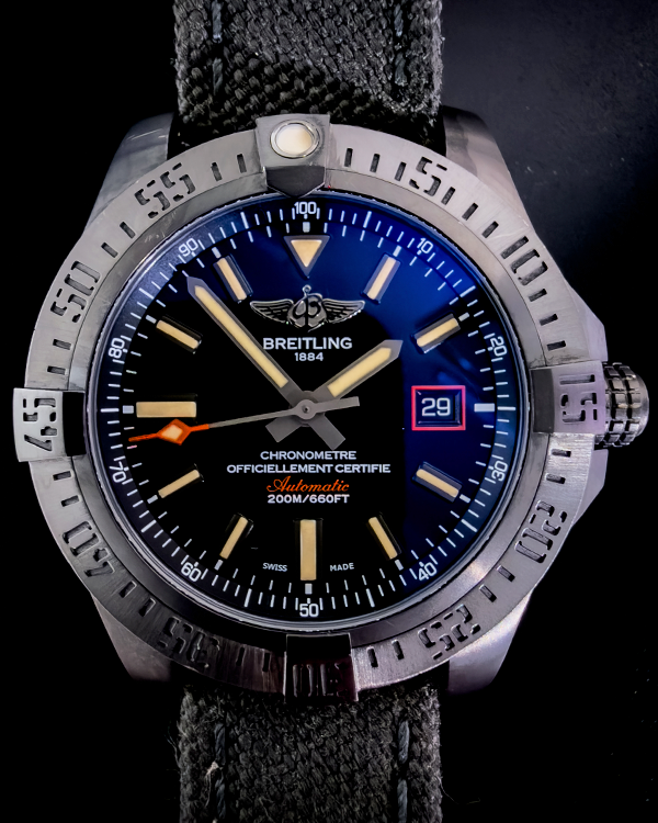 2018 Breitling Avenger Blackbird S.E. 44MM Black Dial Textile Strap (V1731110/BD74)