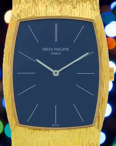 Patek Philippe Gondolo 26MM Blue Dial Yellow Gold Bracelet (3528/3)