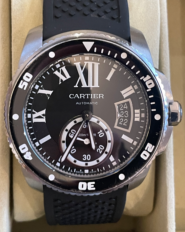 Cartier Calibre de Cartier Diver 42MM Black Dial Rubber Strap (W7100056)