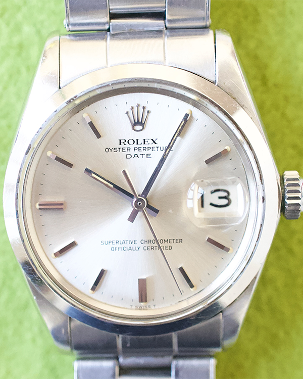 1967 Rolex Oyster Perpetual Date Vintage 34MM Silver Dial Steel Bracelet (1500)