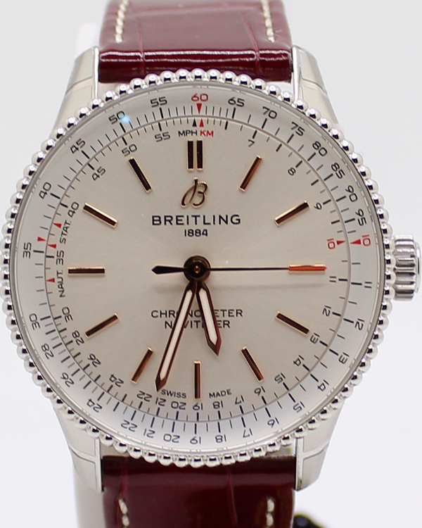 Breitling Navitimer Automatic 36MM Silver Dial Leather Strap (A17327211G1P1)